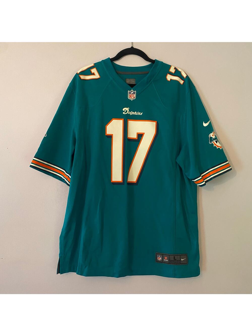 NFL Miami Dolphins #17 Tannehill Football Jersey Teal Home Vintage Logo Large